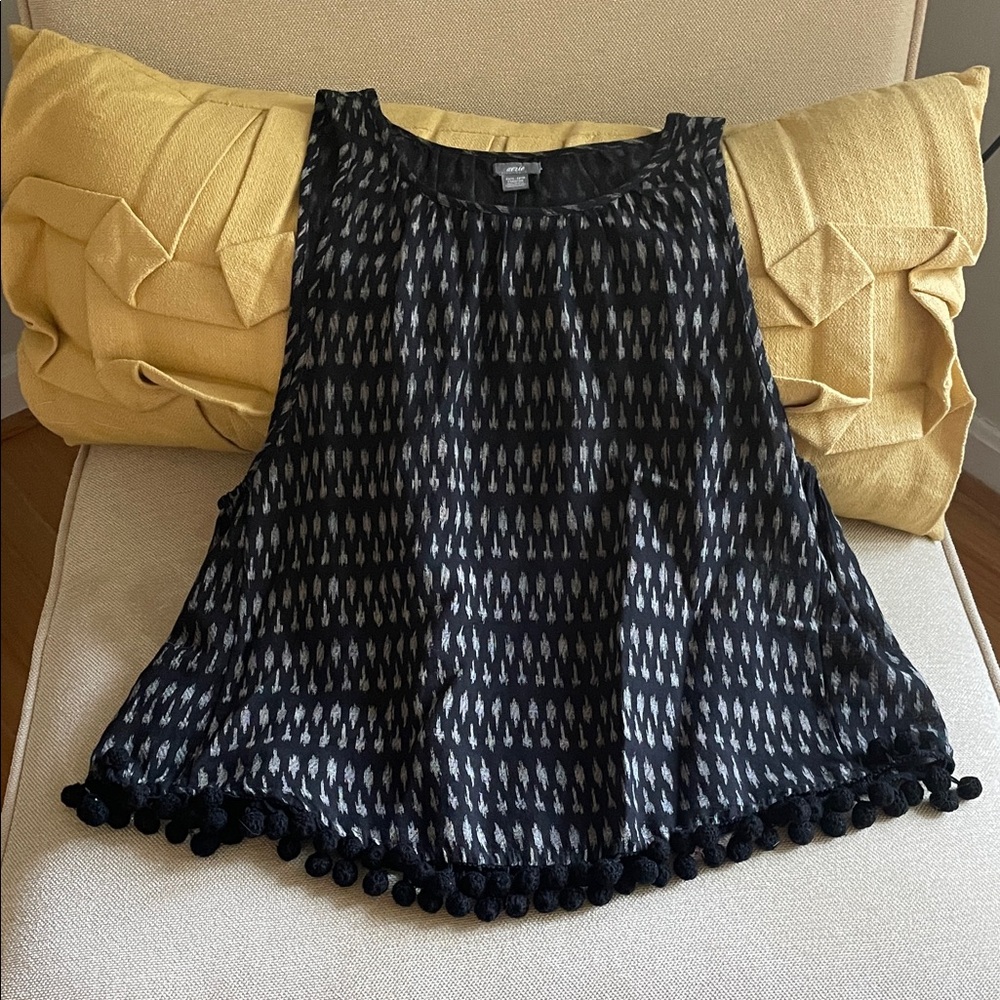 Aerie Women’s Black and White Patterned Tank Too with Fringe Size XS/S